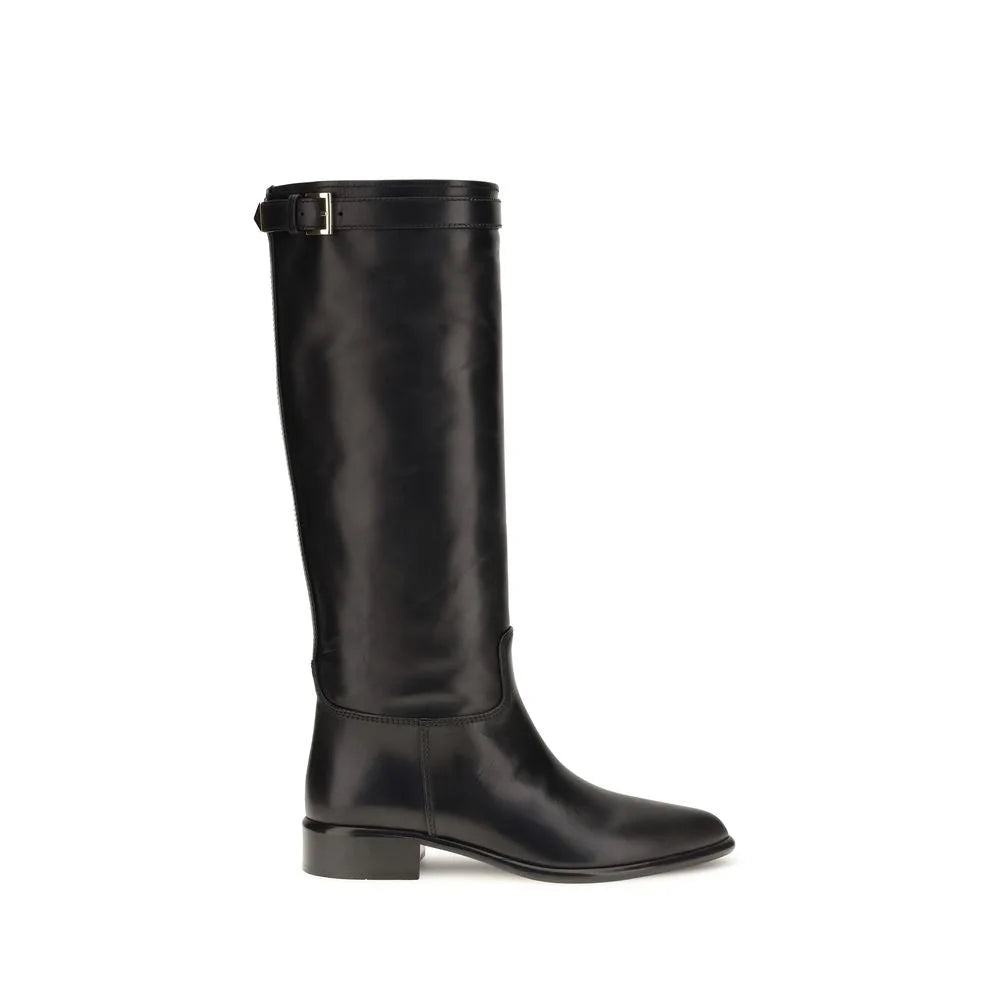 Prada Black Calf Leather Bos Taurus Ankle Boots