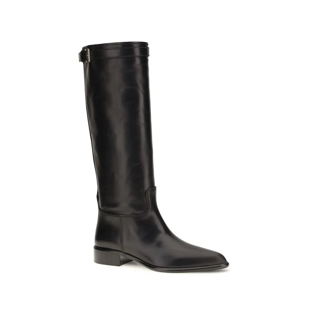 Prada Black Calf Leather Bos Taurus Ankle Boots