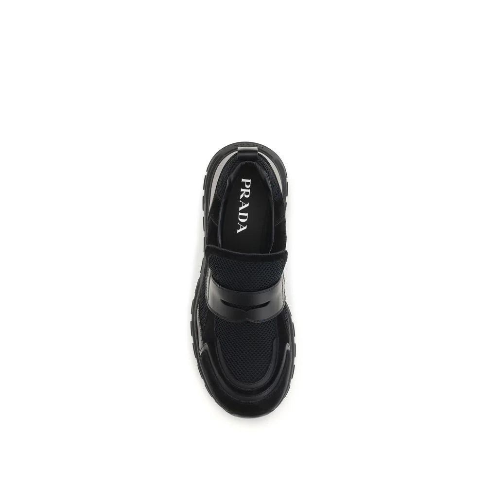 Prada Black Calf Leather Bos Taurus Athletic Sneakers