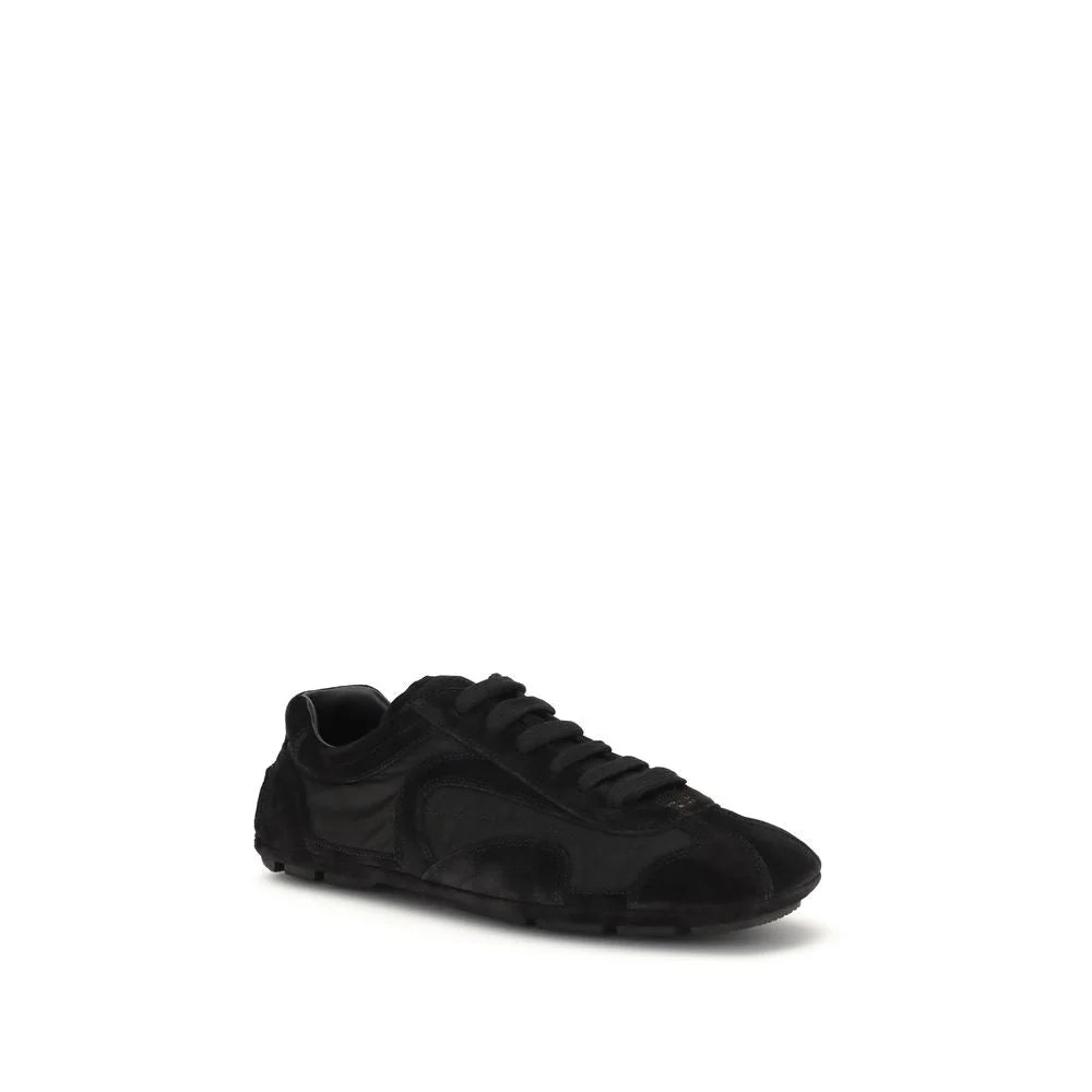 Prada Black Calf Leather Bos Taurus Athletic Sneakers