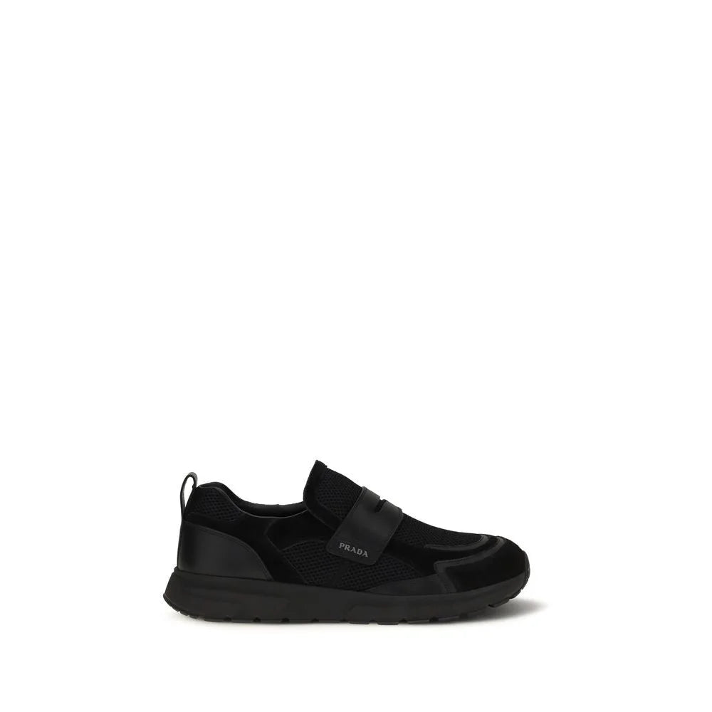 Prada Black Calf Leather Bos Taurus Athletic Sneakers