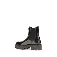 Prada Black Calf Leather Bos Taurus Chelsea Boots
