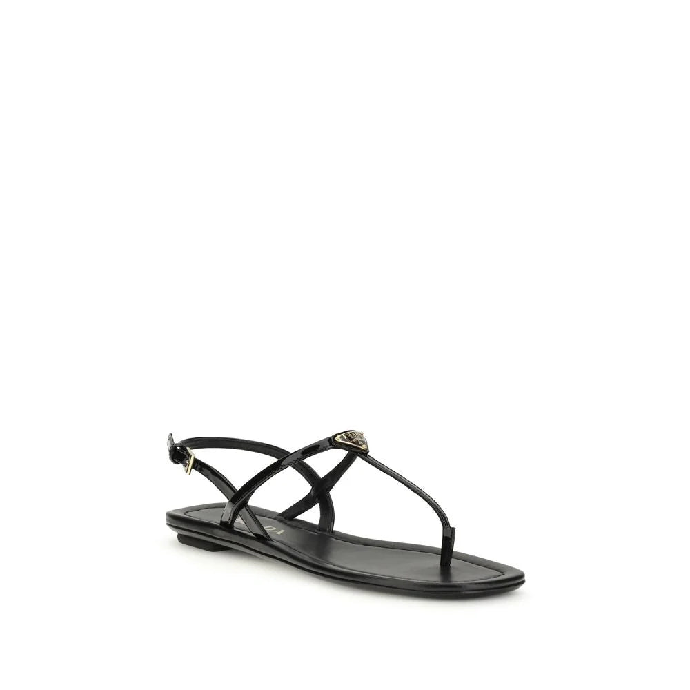 Prada Sandalias Tipo Geta de Cuero Becerro Negro Bos Taurus - Sandalias