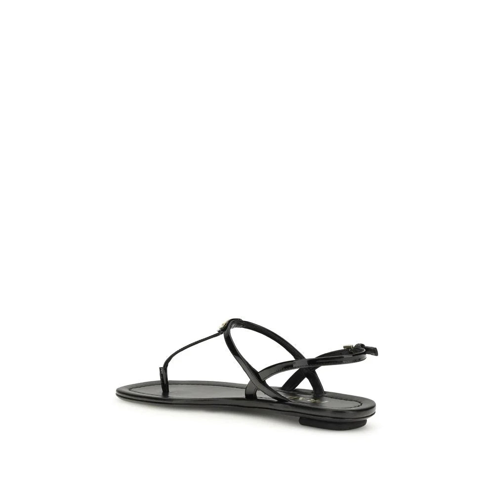 Prada Sandalias Tipo Geta de Cuero Becerro Negro Bos Taurus - Sandalias