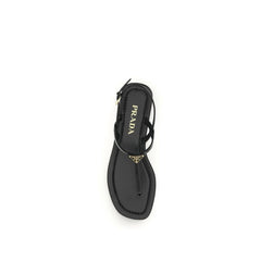 Prada Sandalias Tipo Geta de Cuero Becerro Negro Bos Taurus - Sandalias