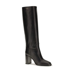 Prada Black Calf Leather Bos Taurus High Heel Boots