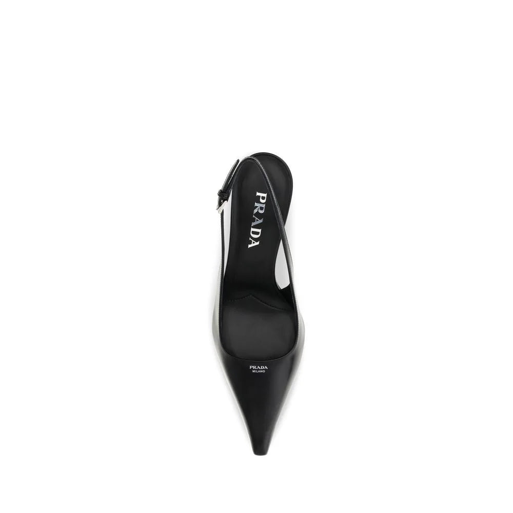 حذاء كعب عالي برادا من جلد العجل الأسود بوس تاوروس