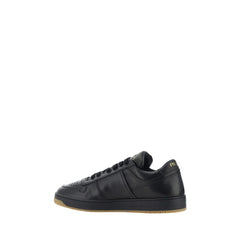 Prada Black Calf Leather Bos Taurus Low Top Sneakers