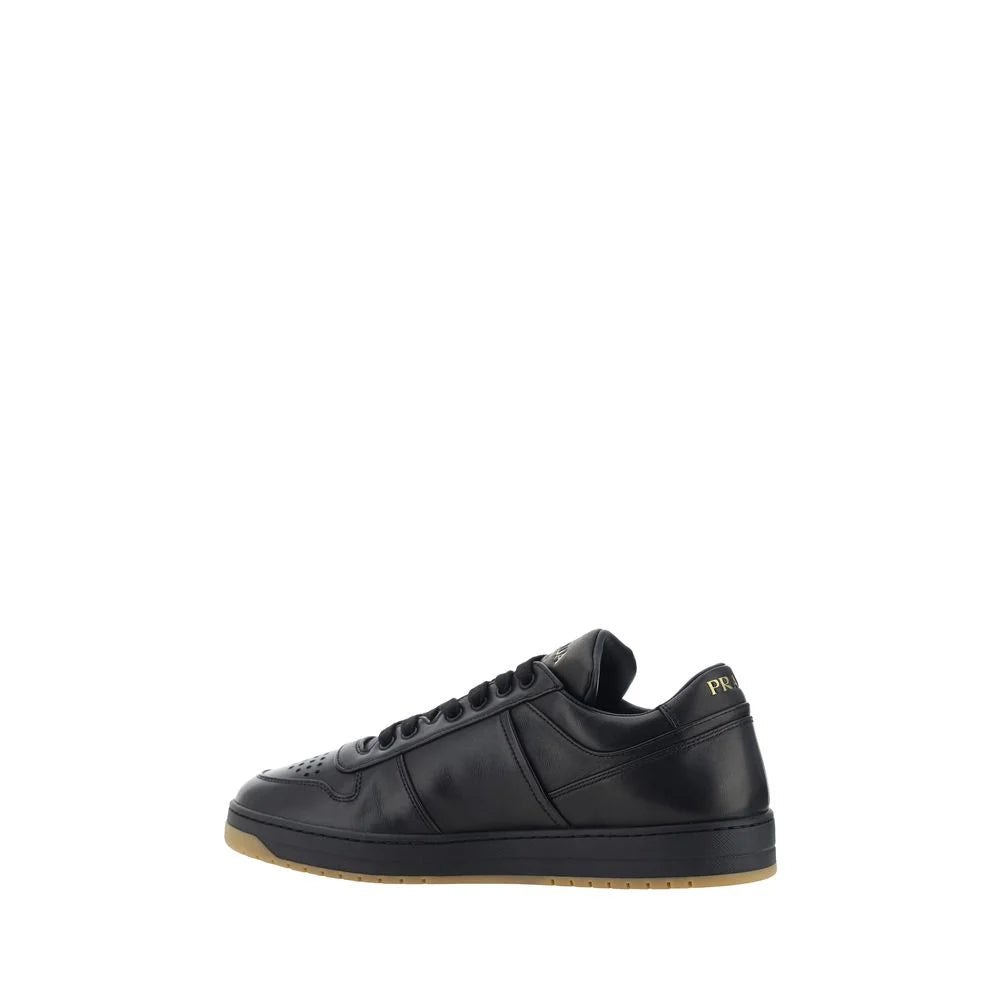 Prada Black Calf Leather Bos Taurus Low Top Sneakers