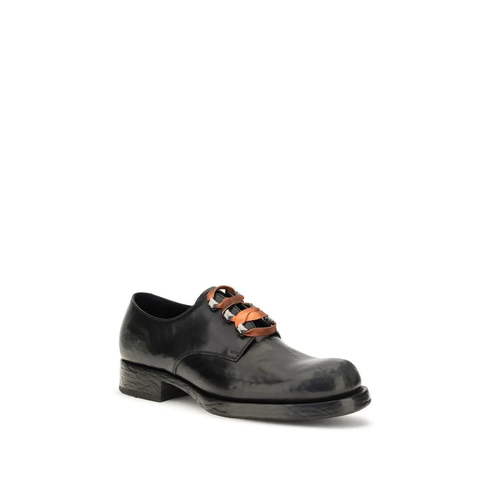 Prada Black Calf Leather Bos Taurus Oxfords And Derbies