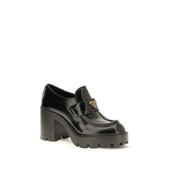 Prada Black Calf Leather Bos Taurus Platform Loafers