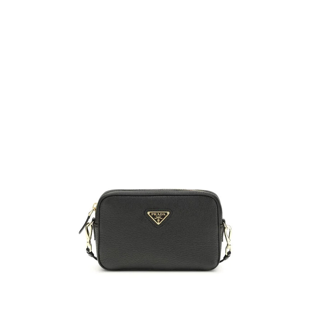 Prada Black Calf Leather Bos Taurus Shoulder Bag