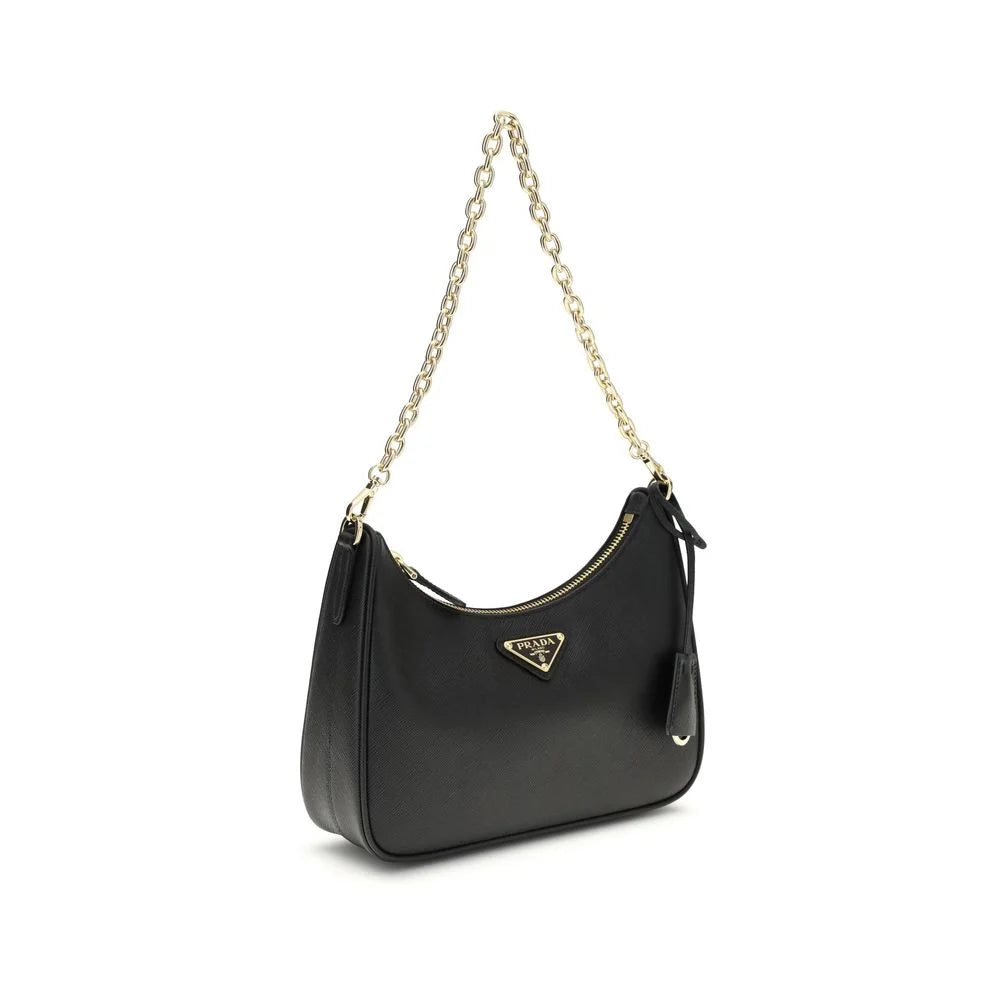 Prada Black Calf Leather Bos Taurus Shoulder Bag
