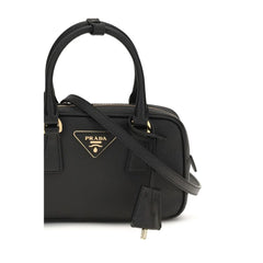 Bolsa de ombro em couro de bezerro preto Prada Bos Taurus