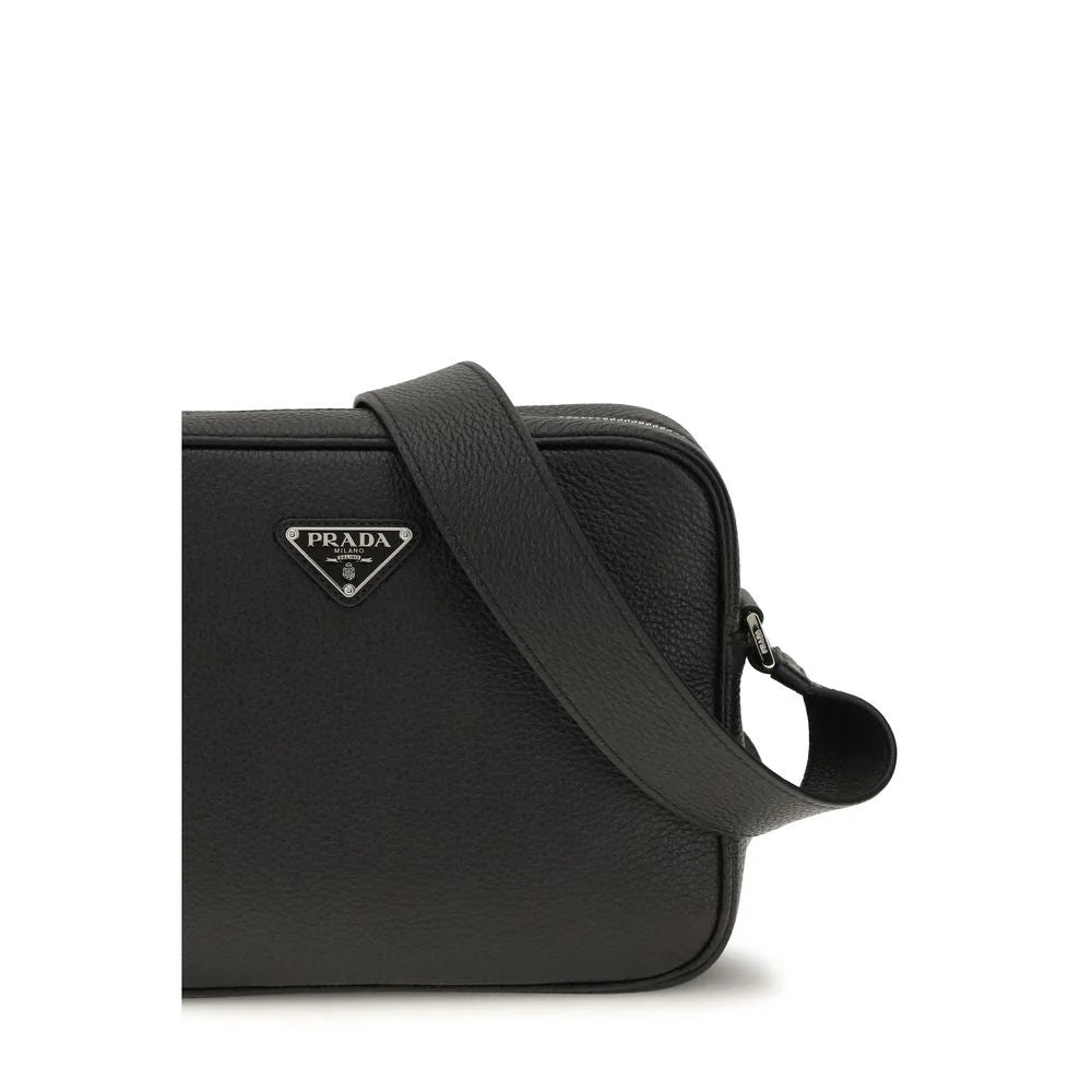 Prada Black Calf Leather Bos Taurus Shoulder Bag