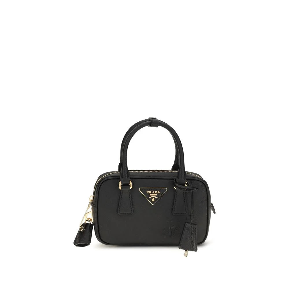 Prada Black Calf Leather Bos Taurus Shoulder Bag
