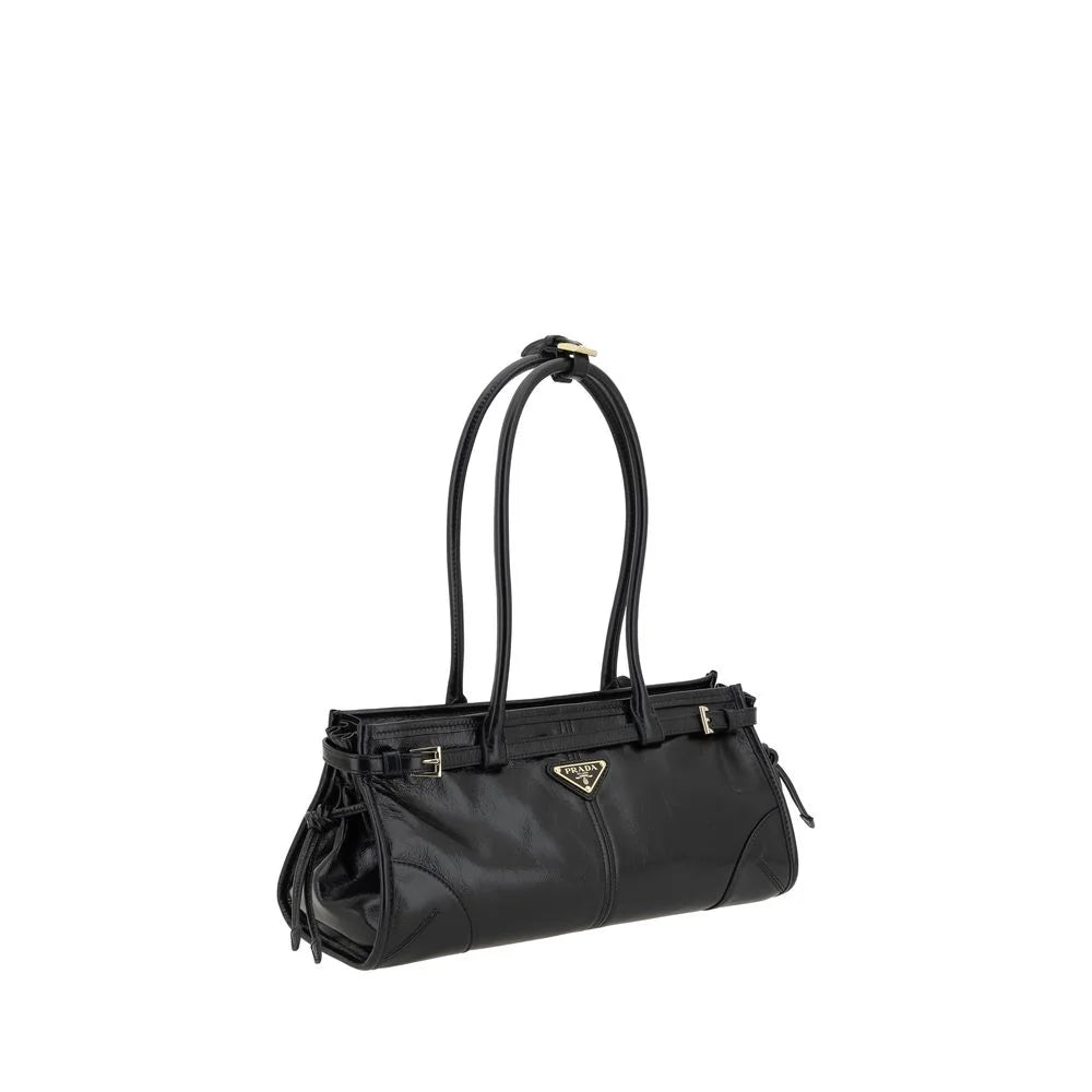 Prada Black Calf Leather Bos Taurus Shoulder Bag