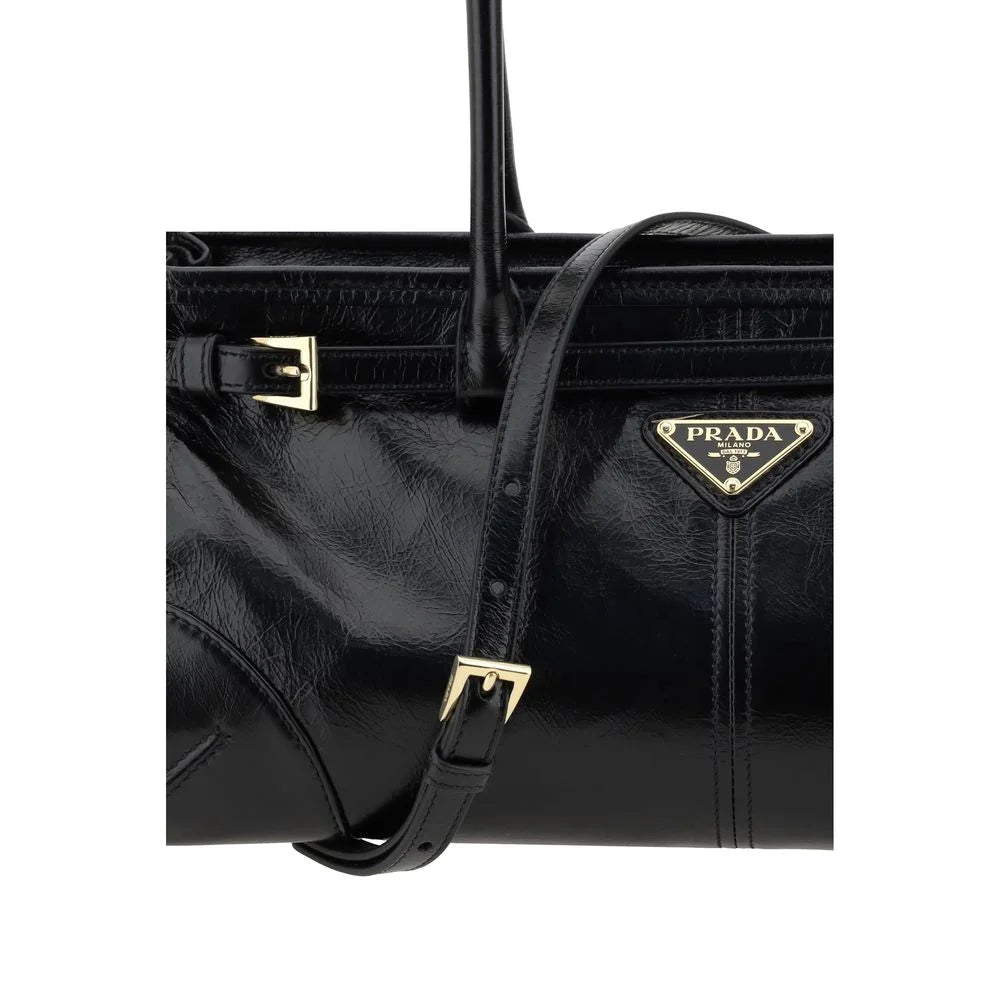 Prada Black Calf Leather Bos Taurus Shoulder Bag