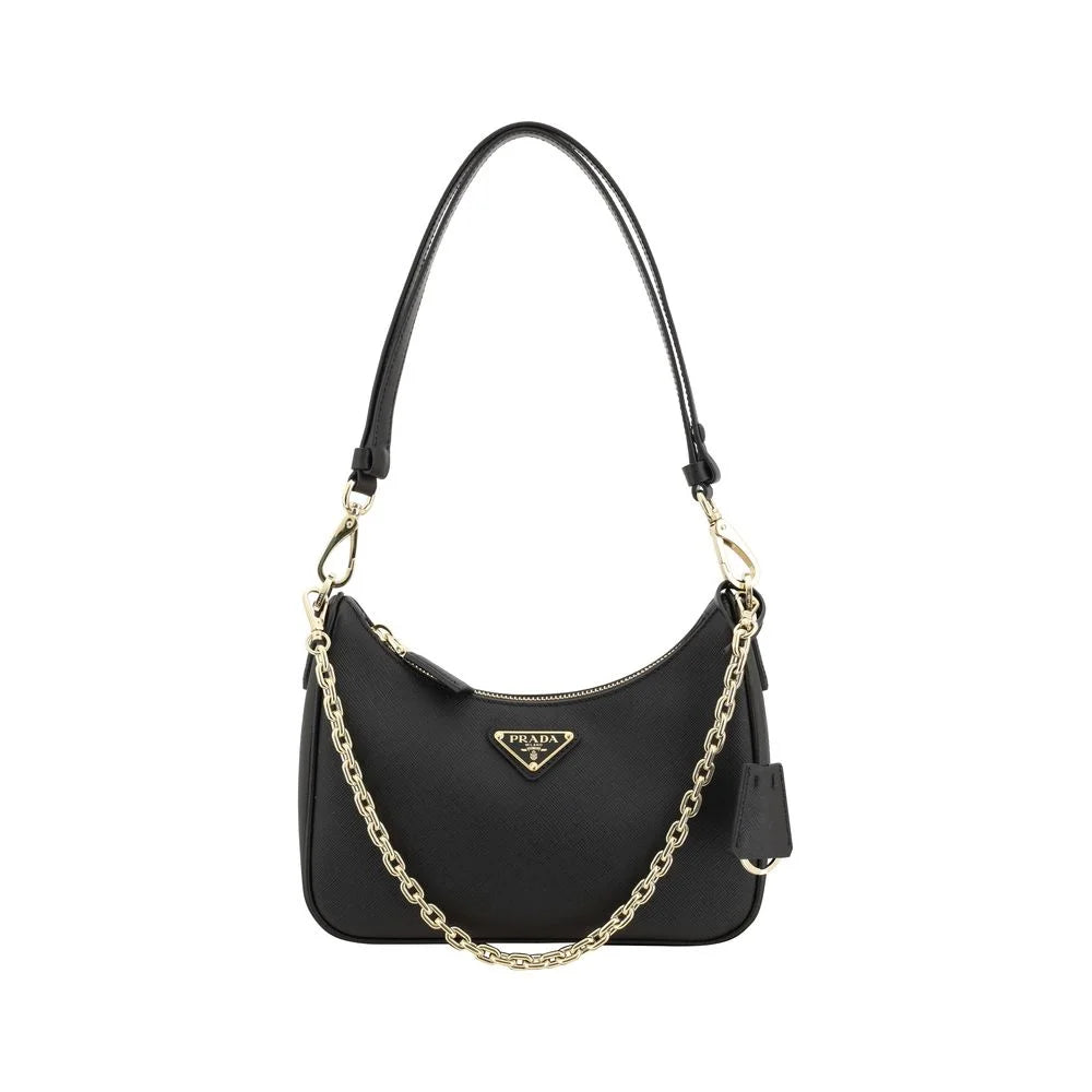 Prada Black Calf Leather Bos Taurus Shoulder Bag