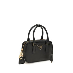 Bolsa de ombro em couro de bezerro preto Prada Bos Taurus