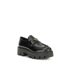 Prada Black Calf Leather Bos Taurus Slip-On Loafers