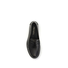 Prada Black Calf Leather Bos Taurus Slip-On Loafers