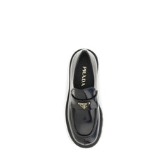 Prada Black Calf Leather Bos Taurus Slip-On Loafers