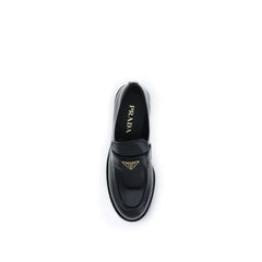 Prada Black Calf Leather Bos Taurus Slip-On Loafers