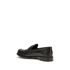 Prada Black Calf Leather Bos Taurus Slip-On Loafers