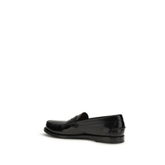 Prada Black Calf Leather Bos Taurus Slip-On Loafers