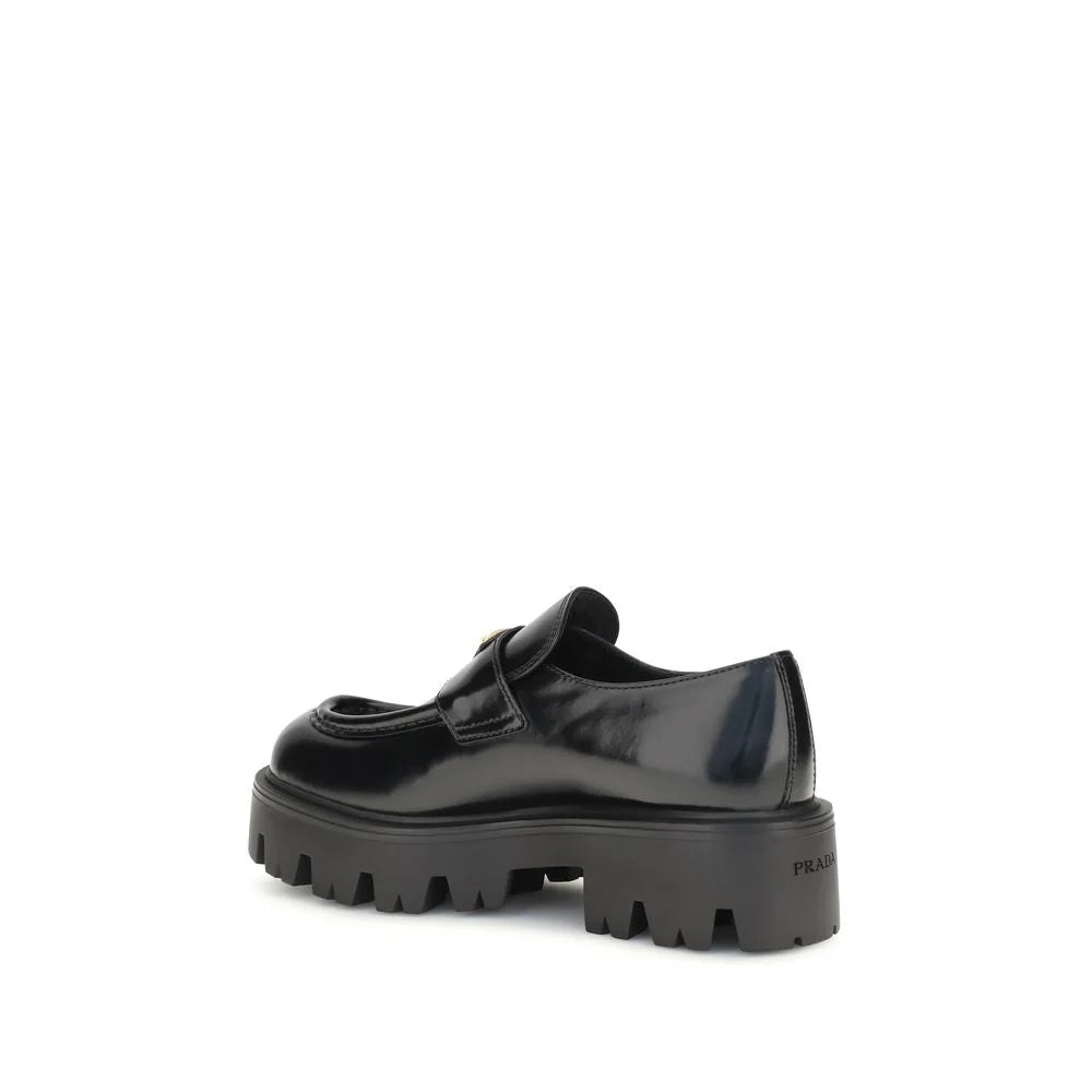 Prada Black Calf Leather Bos Taurus Slip-On Loafers