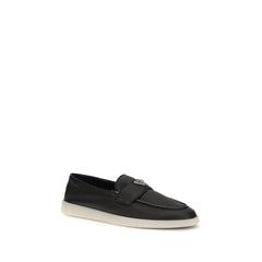 Prada Black Calf Leather Bos Taurus Slip-On Loafers - EU39.5/US6.5
