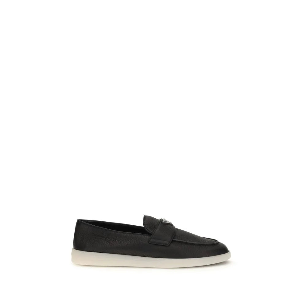 Prada Black Calf Leather Bos Taurus Slip-On Loafers - EU39.5/US6.5