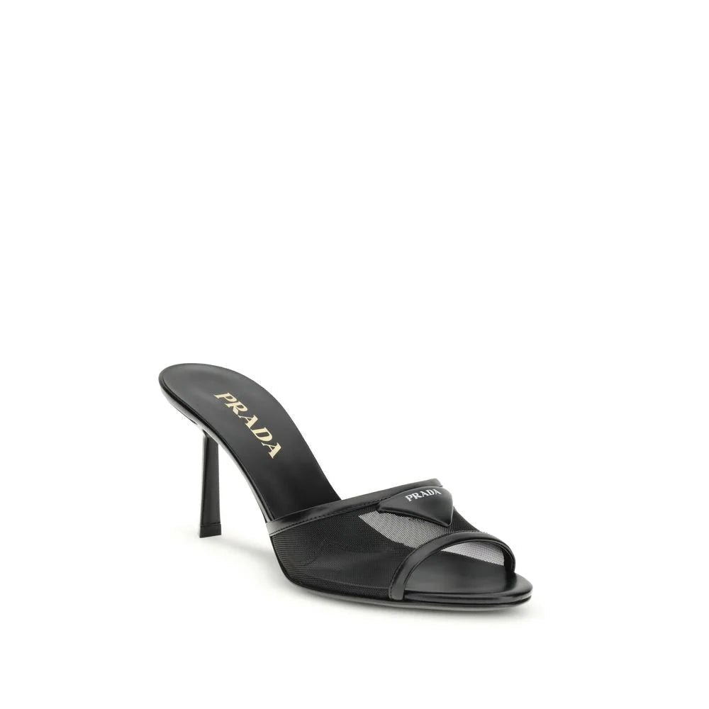 Prada Black Calf Leather Bos Taurus Stiletto Heel Sandals - EU38.5/US8.5