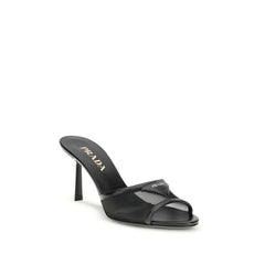 Prada Black Calf Leather Bos Taurus Stiletto Heel Sandals - EU38.5/US8.5