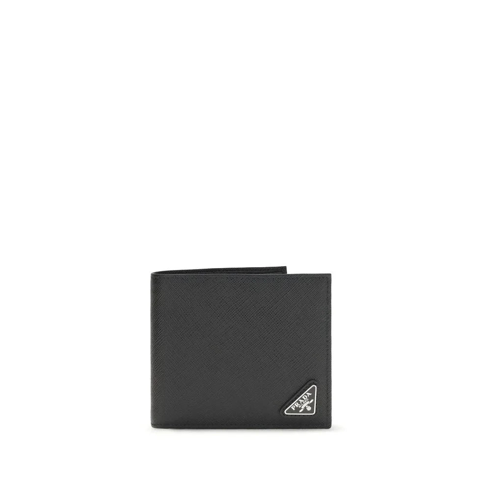 Prada Black Calf Leather Bos Taurus Wallet