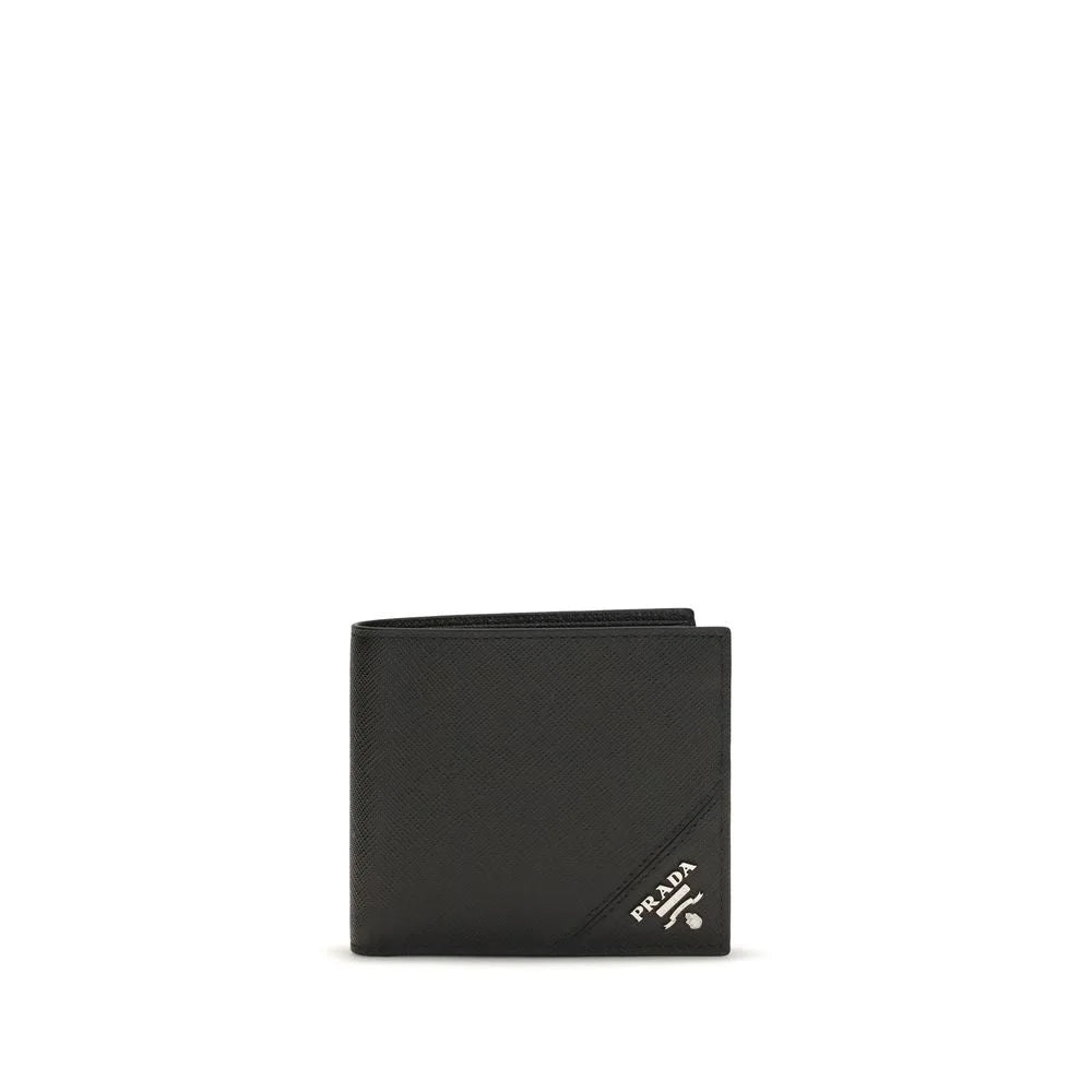 Prada Black Calf Leather Bos Taurus Wallet