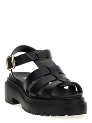 Prada Black Calfskin Flat Sandals