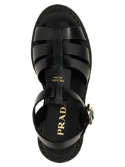 Prada Black Calfskin Flat Sandals
