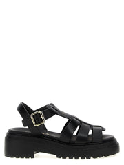 Prada Black Calfskin Flat Sandals