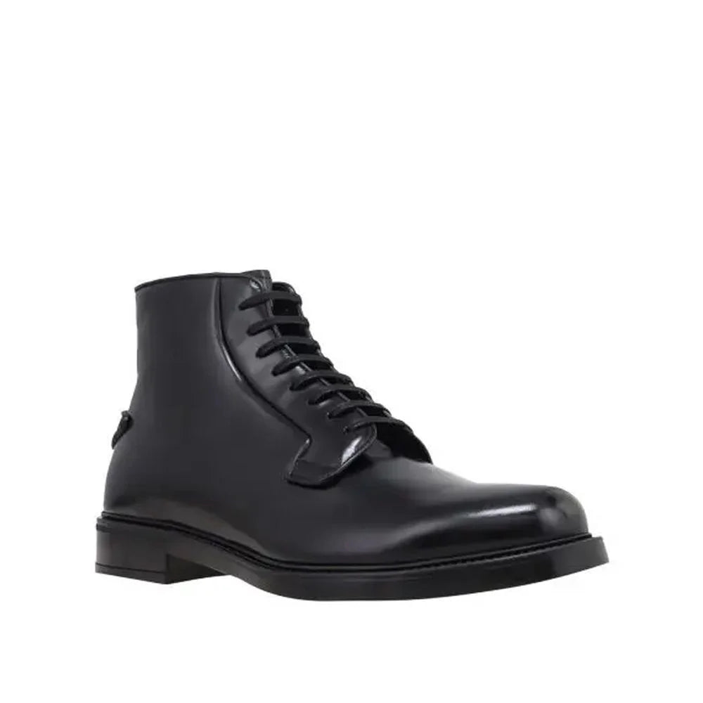 Prada Black Calfskin Lace-Up Boots - EU40/US7