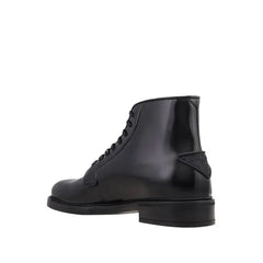 Prada Black Calfskin Lace-Up Boots - EU40/US7