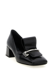 Prada Black Calfskin Mid Heel Pumps