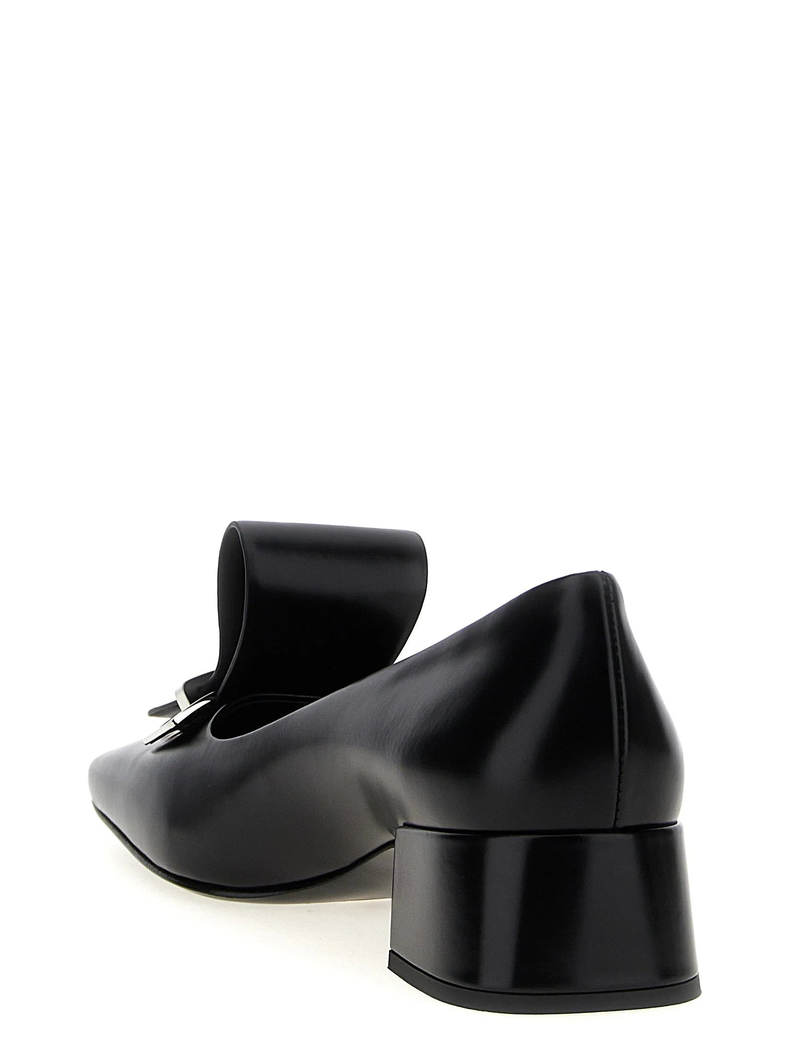 Prada Black Calfskin Mid Heel Pumps