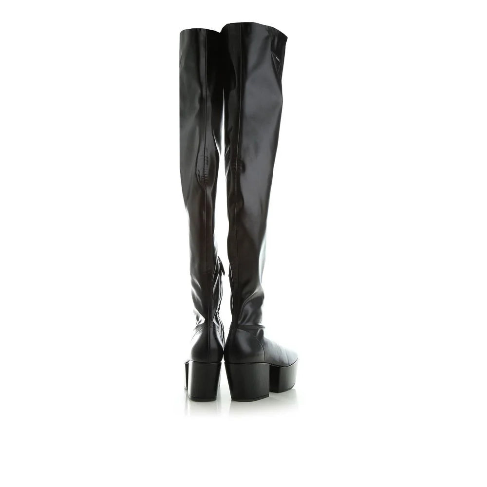 Prada Black Calfskin Over The Knee - EU38.5/US8.5