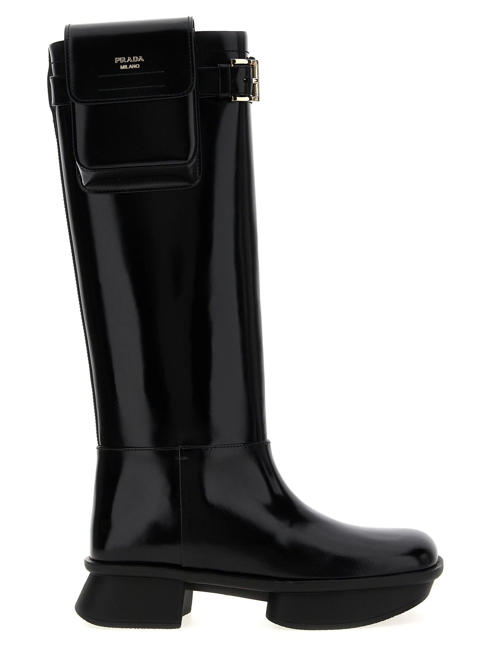 Prada Black Calfskin Over The Knee - EU38/US8