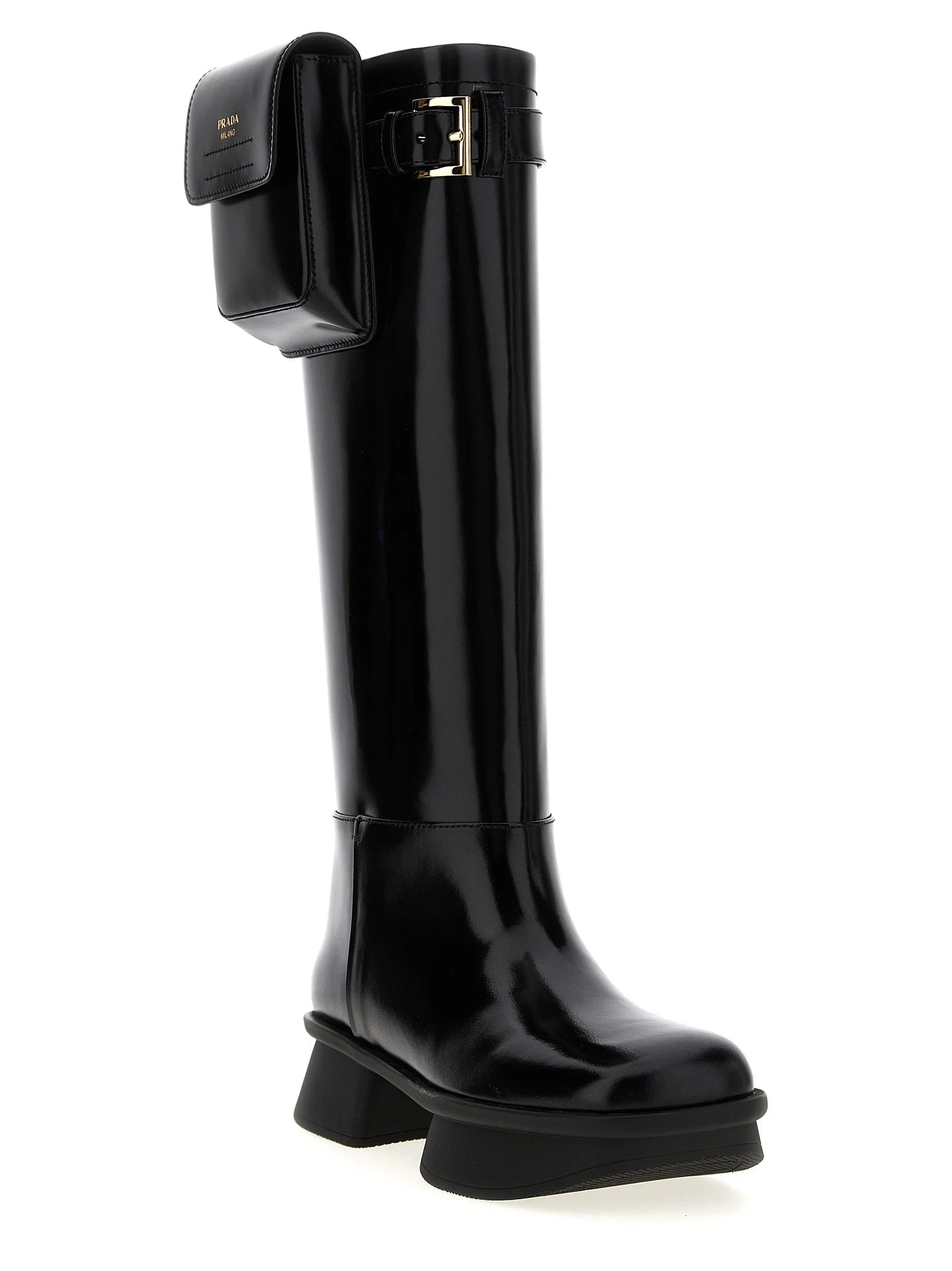 Prada Black Calfskin Over The Knee - EU38/US8