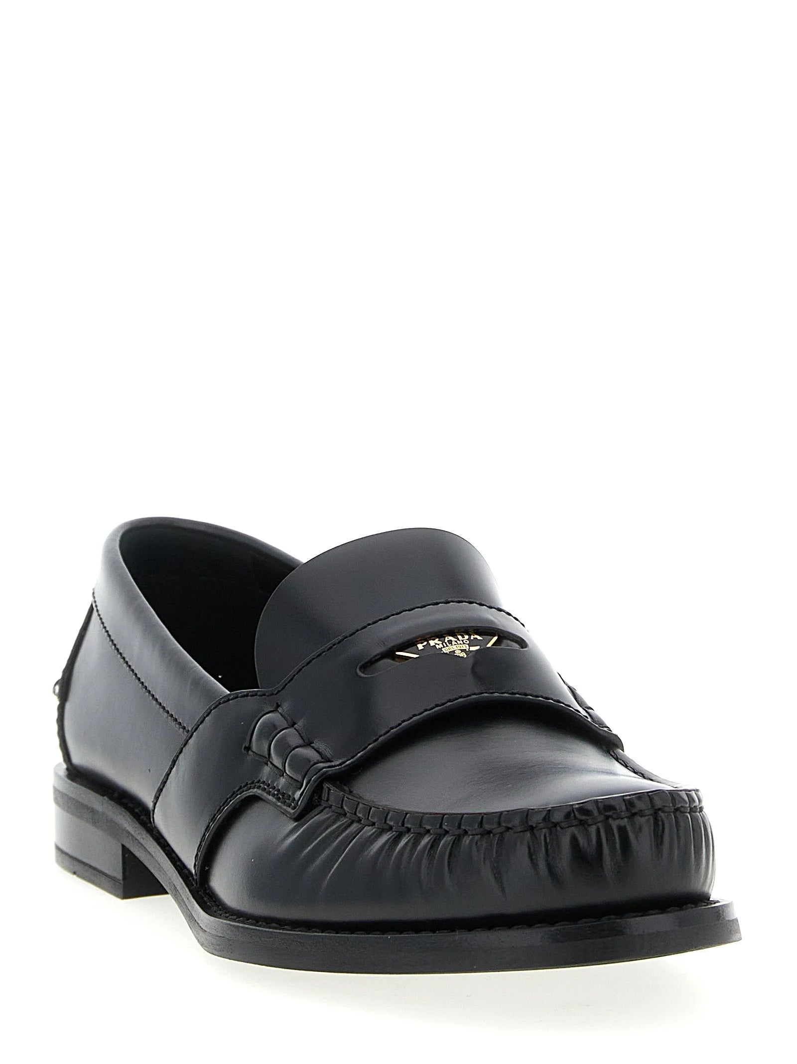 Prada Black Calfskin Slip-On Loafers