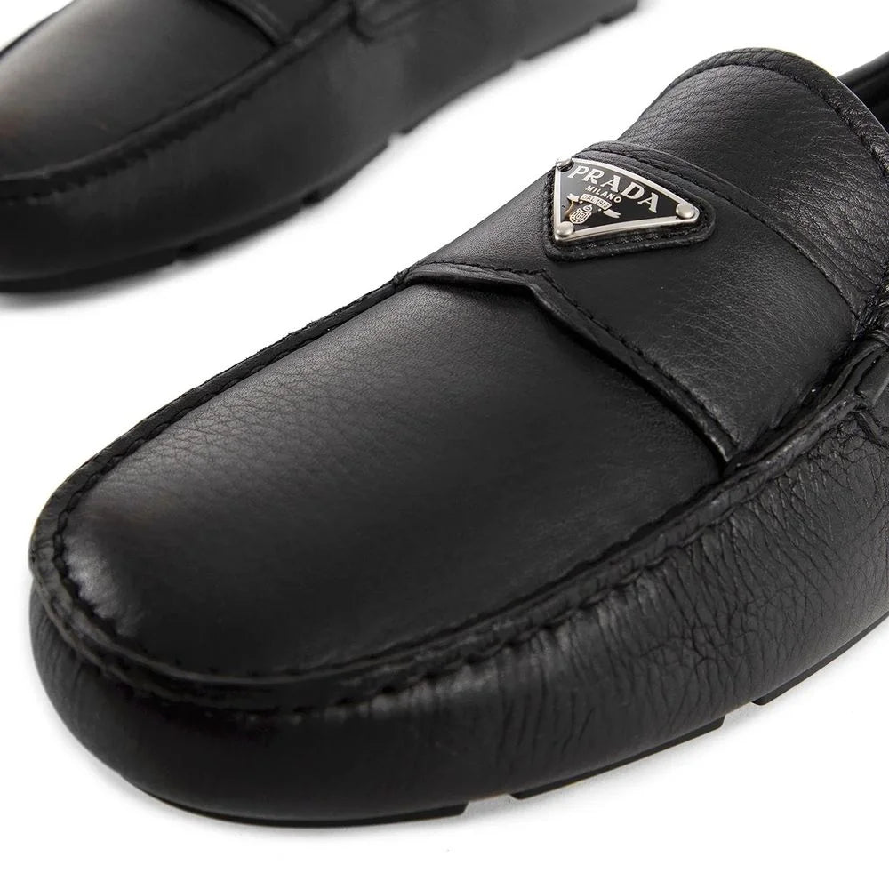 Prada Black Calfskin Slip-On Loafers - EU44/US11
