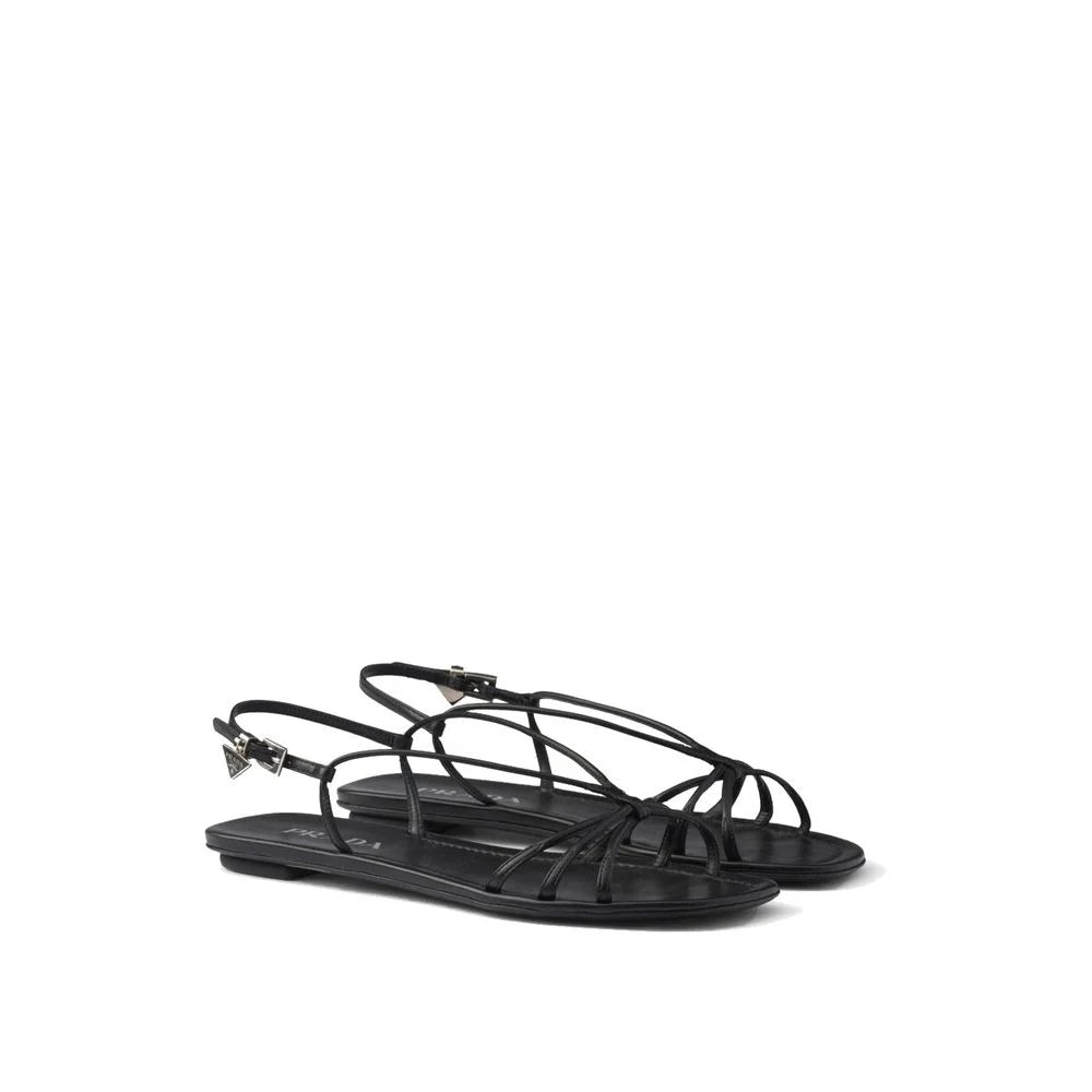 Prada Black Calfskin Strap-On Sandals - EU35/US5